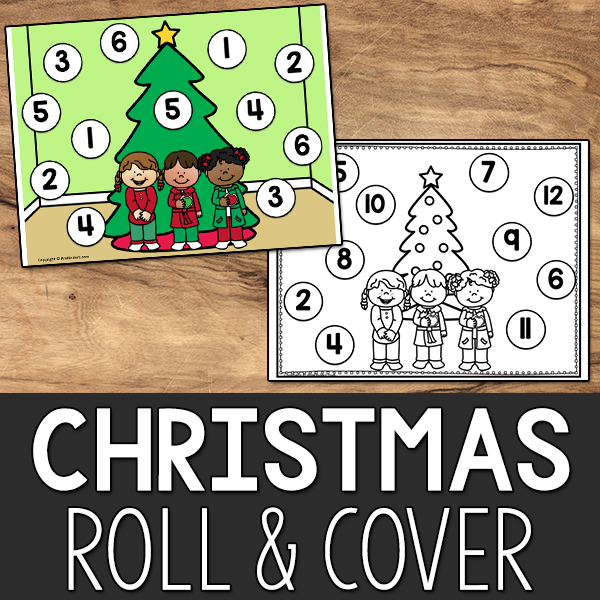 Christmas Roll and Cover printable dice game