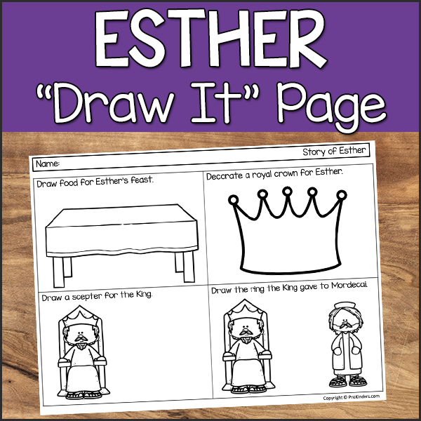 Esther Draw It Bible Story Sheet
