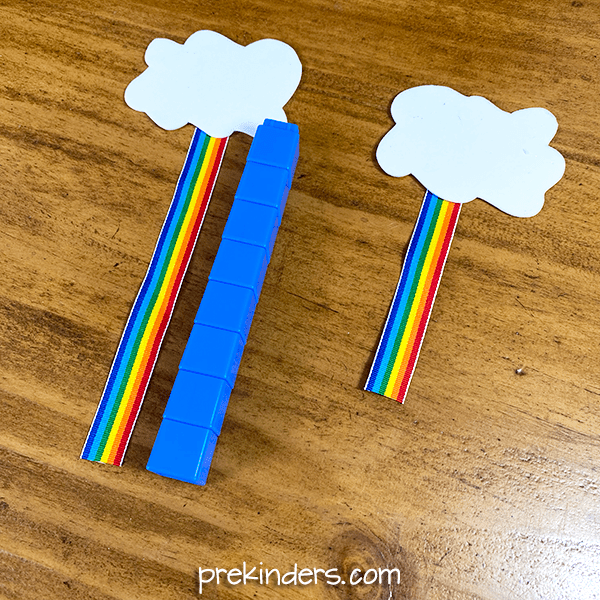 Preschool measurement activities: measure the rainbow with cubes
