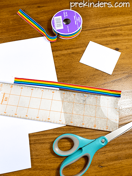 Prep Rainbow Ribbon for math activity