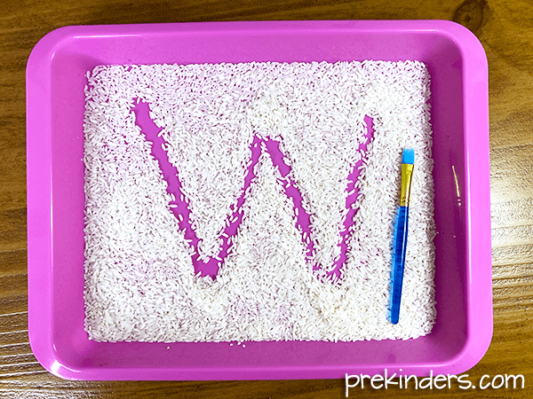 Sensory Writing Trays: Rice Tray Letter Writing