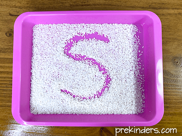 Rice Tray Letter Writing: Sensory Writing Trays