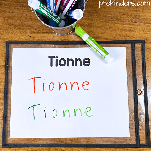 dry erase name writing practice