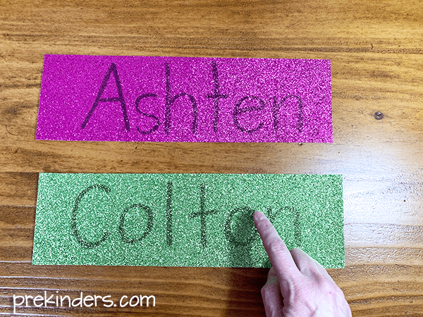 Glitter Paper Name Writing