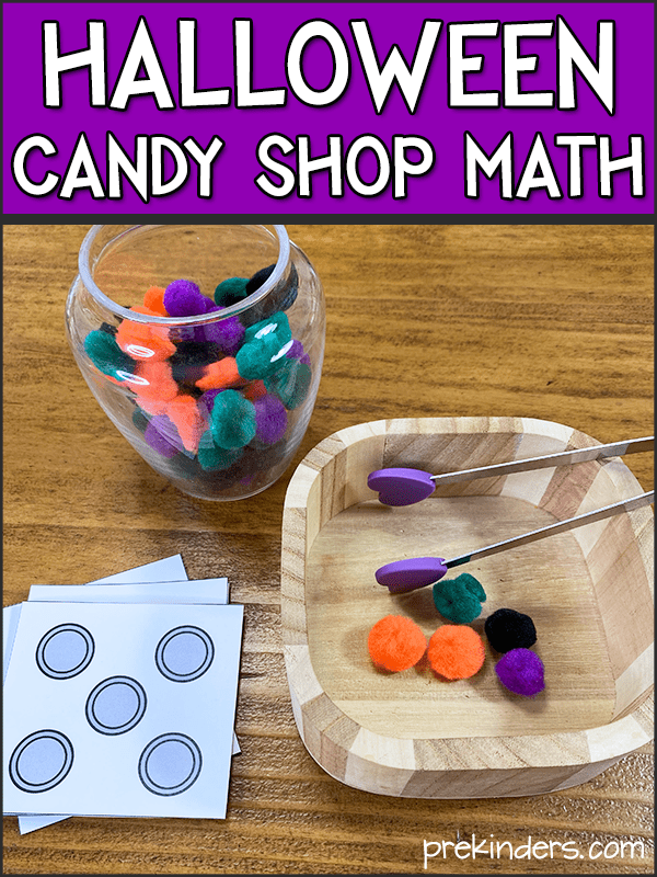 Pom Pom Game Halloween math candy shop counting