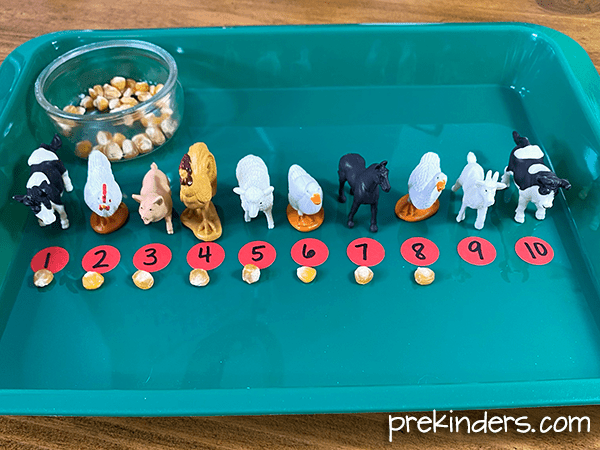 One to One Correspondence Counting: Feed Animals activity for preschool