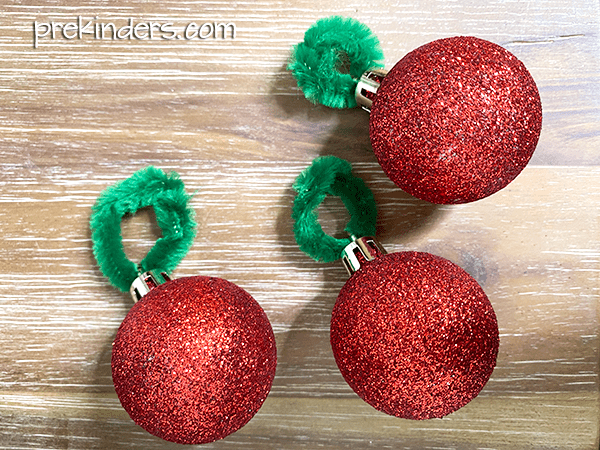 Christmas Math Activity: pipe cleaner ornament hooks for kids