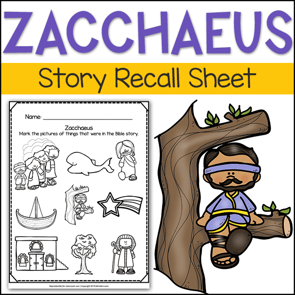 Bible Story Sheet Zacchaeus