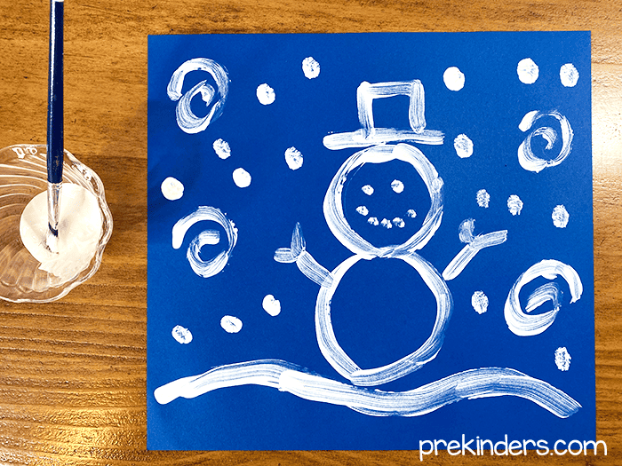 Winter Art white paint on dark blue paper