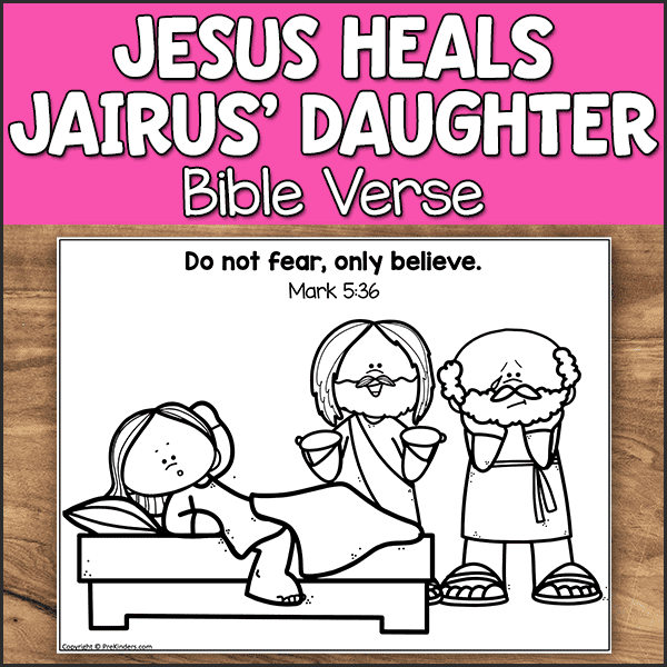 Jesus Heals Jairus' Daughter Bible Verse Sheet