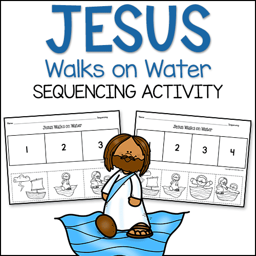 Jesus Walks on Water Bible Story Sequencing Printable Sheet