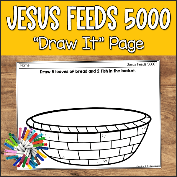 Jesus feeds 5000 bible story worksheet